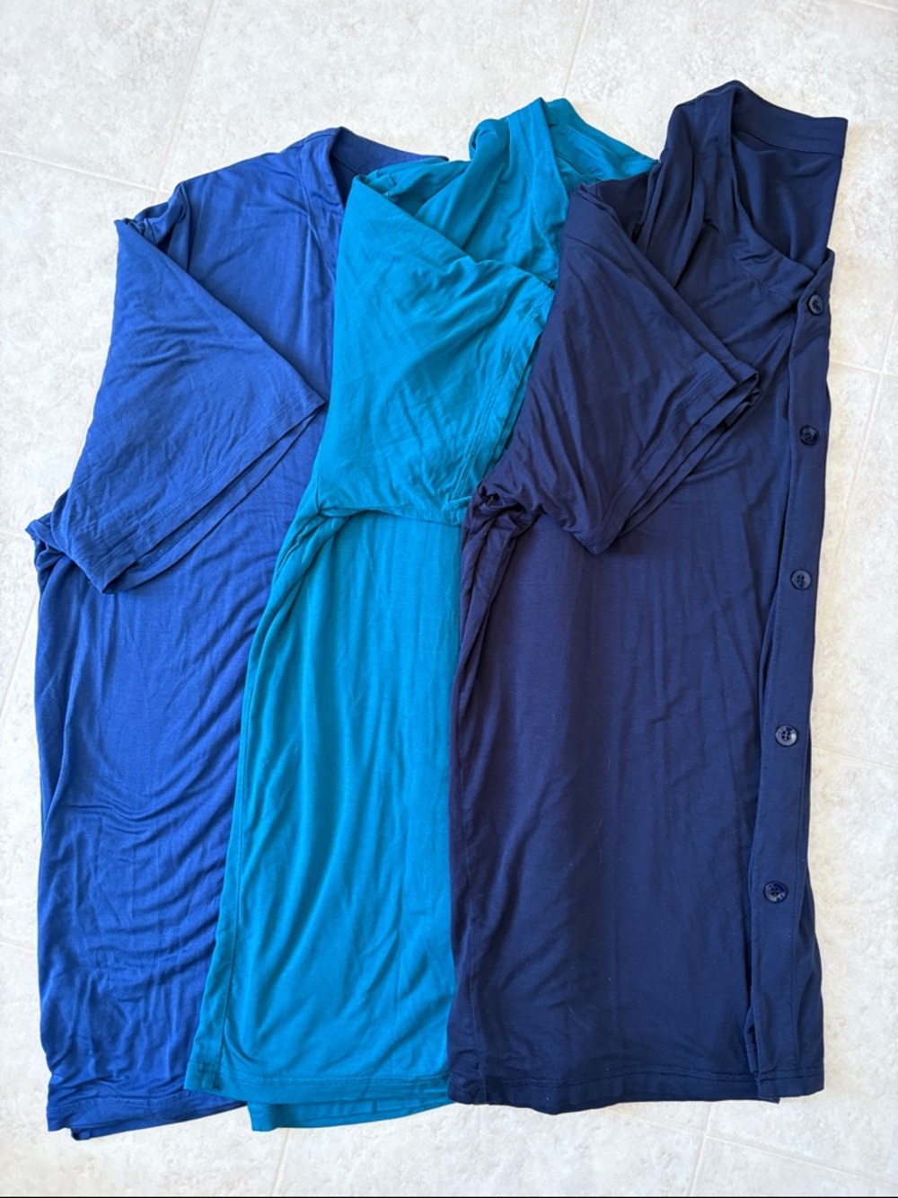Set of Three Blue Tees - Ocean, Teal, Navy